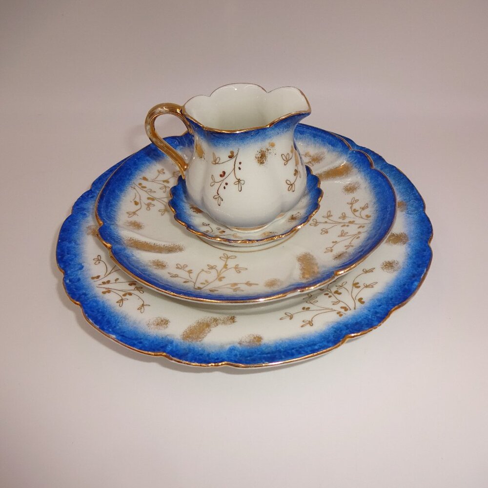 4 Pc Set Vintage White Norleans ? Porcelain Salad Bread Plate Saucers Creamer